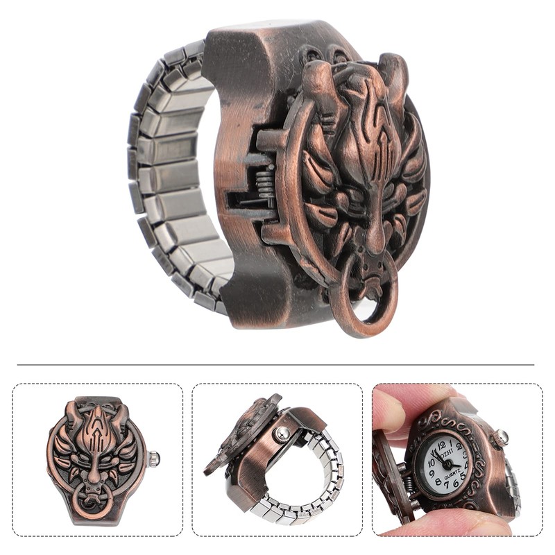 Gatuida 2 Pcs Vintage Ring Watch Finger Ring Watch Skull