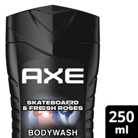 Axe Skateboard & Fresh Roses 3-in-1 Shower Gel Men's Body Hair Face 12 Hours Fresh Plant Based Fragrance (1 x 250 ml)