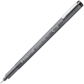 STAEDTLER 308 Pigment Liner Fineliner Pen - 0.3mm, 0.5mm, 0.8mm Nibs - Black Ink - Pack of 3