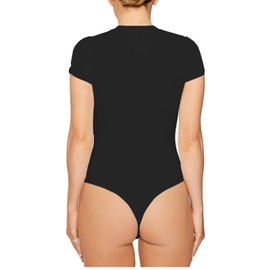 Bolsamila Crew Neck Black Short Sleeve Bodysuit Women Tummy Control Compression Shapewear Summer Tops Onesie Shirts L