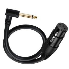 Halokny 50cm XLR to 1/4 Cable 90 Degree 6.35mm Mono TS Male to 3 Pin XLR Female Balanced Microphone Stereo Audio Converter Adapter for Microphone Mixer Amplifier Speaker