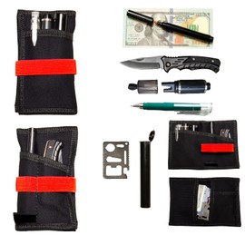 9-in-1 Premium Wallet Survival Kit with Money Tester, Emergency Tools, Compact Cutting Tool, Seatbelt Cutter, Pill Organizer & Multi-Function Card for Travel Camping Essentials(PO.SET01.RD)