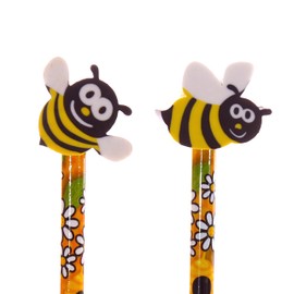 Puckator Cute Honey Bee Pencil with Eraser - Eraser Pencil - Pencils With Rubbers - Pencils with Erasers - Stationary Set for School & Office - Cute Pencils - Back To School Gifts - Eraser Pencils