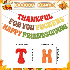Thankful for You Banner Happy Friendsgiving Banner for Friendsgiving Party Decorations Friendsgiving Decorations Thanksgiving Party Decorations Thanksgiving Decorations Glitter