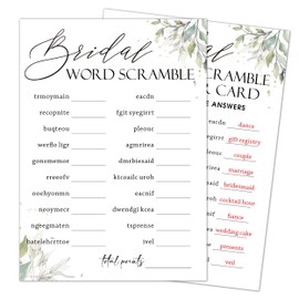 Eronm Minimalist Bridal Shower Games, Word Scramble, Engagement Party Games, Wedding Shower for 25 Guests, Wedding Advice Cards, Bridal Shower Decorations-A06