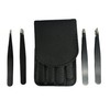 Black Pouch Tweezers 4-Piece Set