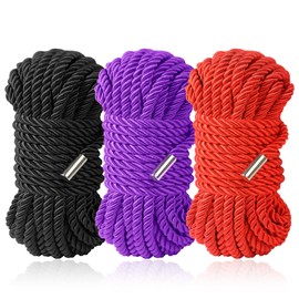 BAVIHOR Silk Rope, Skin Friendly Soft Rope Durable, 32 Feet 8 mm Multipurpose Long Satin Braided Twisted Rope (3 Colors)
