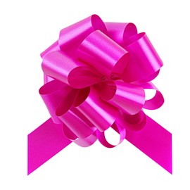 Restaurantware Gift Tek 5.5 Inch Ribbon Pull Bows 1000 Satin Pull Bows - 20 Loops Instant Pull Design Hot Pink Plastic Flower Bows For Gifts Large For Wedding Baskets And Gift Wrapping