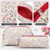 Zeyune 2 Pcs Quilted Makeup Bag Cotton Floral Cosmetic Bag
