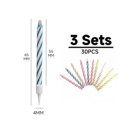 CHROMACRAFT 30-Piece Birthday Candles, Funny String Candles, Colourful Decorative Candles, Magic Candles for Birthdays, Parties, Christmas and Celebrations