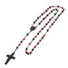 metaltree98 Rosary Red 6 mm Bead Gold and Black Tone