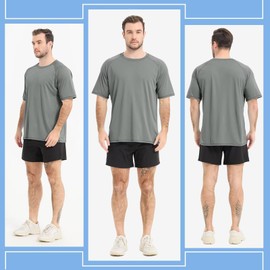 Sillictor Mens Running Tops Short Sleeve UPF 50+ Polyester Sports Gym T Shirts for Men Quick Dry UV Sun Protecion Rash Vest Swimming Hiking Fishing Football Training Shirts, Wicking 3010 Grey M