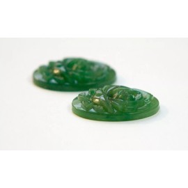Yummy Treasures Etched Jade Green Flower Acrylic Cabochon 25X18mm cab134B