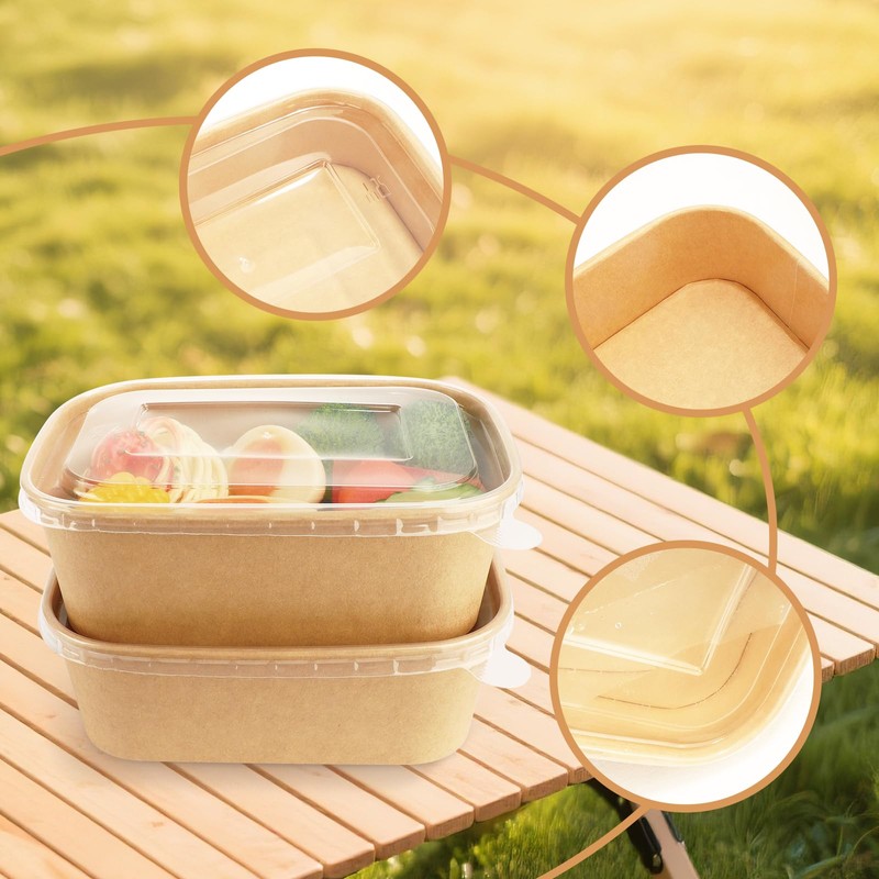 TWOWYHI 50 Pack Disposable Kraft Paper Bowls 17 OZ Food