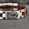 Men's Stainless Steel Bracelet with Elegant Wood Elements Includes Gift