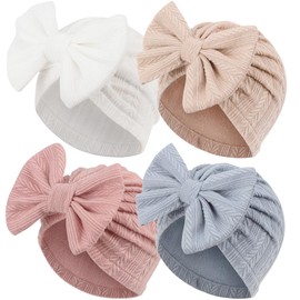 AQOKKA Newborn Baby Girls Hats Infant Turban Hats with Big Bow Beanie Toddler Cap Newborn Hospital Hats for Baby Girls Kids