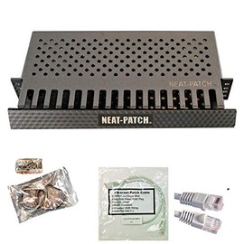 Neat Patch MINI 1U Low Profile Cable Management Kit - 1 Pack w/ 24 CAT6 Patch Cables (1FT Gray)
