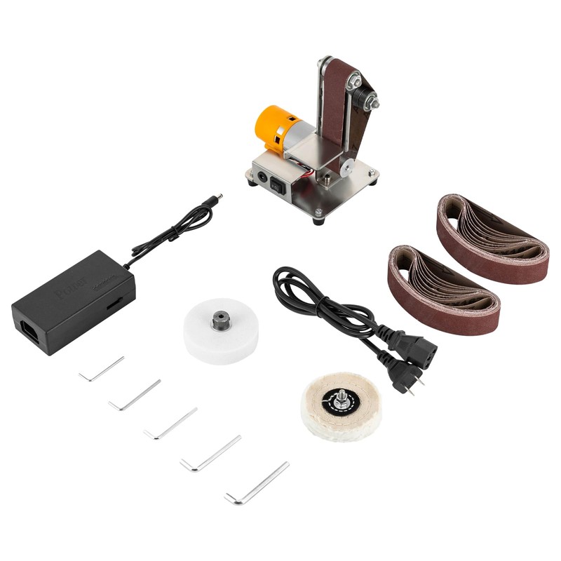 Mini Electric Belt Sander, 7 Adjustable Speed Bench Grinder, Portable