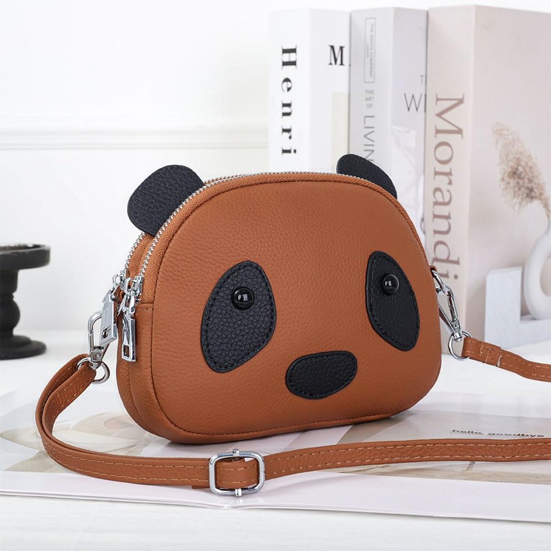 Yocipa Cute Panda Genuine Leather Shoulder Bag, Women's, Smaller, Crossbody