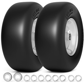 RONPOW 13x5.00-6 Flat Free Lawn Mower Tire, Zero Turn Mower Front Tires, 13x5x6 Solid Mower Wheel for Residential and Commercial, 3/4" & 5/8" Bearing, 3.25"-5.9" Center Hub, 2Pack Gray, 500Lbs