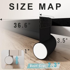 SYIPO One Side Door Draft Stopper,36.6" Adjustable Door Stoppers for Bottom of Door,Install Quick Door Seal Strips Sweeps Sound Proofing,Blocks Cold Air & Noise|Fit for Exterior/Interior Doors,Black