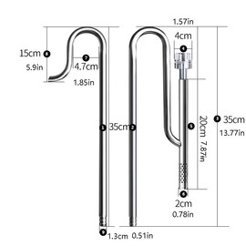 Inflow & Outflow Set 13mm for 12/17mm Hose, Stainless Steel Lily Pipe with 2 x Acrylic Fixtures, Water Aerators, DIY for Fish Tank Aquarium Aquatic Plants