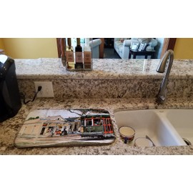 Caroline's Treasures 8108DDM New Orleans Street Car Dish Drying Mat Absorbent Dish Drying Mat Pad for Kitchen Counter Dish Drainer Mat for Countertop, 14 x 21", Multicolor