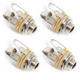 Ancable 4 Pack 1/4" Stereo Female Jack - 6.35mm TRS Panel Mount Socket with Washer and Solder Nut for Guitar Bass Mudguard Pedals and Any Other Application with 6.35mm