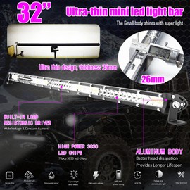 HAISECA 32 Inch LED Light Bar,DC12/24V 20W Spot & Flood Beam Combo Off-Road Light Bar Driving Light for Pickup ATV UTV SUVs Truck Roff Bumperh. (32 inch)