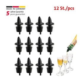 Westmark 12 Spirituosen-/Essig-/Öl-Ausgießer für Flaschen, Dosierer mit Luftröhrchen, Kunststoffkorken, Jet-Pour, Schwarz, 4110208S, 3.1 x 3.1 x 6.5 cm