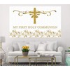 My First Holy Communion Photography Backdrop Gold Glitter Cross Gold