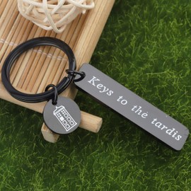 SEIRAA Doctor Who Keychain Keys To The Keychain Police Box Charm Jewelry Gift Movie Quote Gift (Black Keys Keychain)