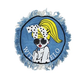 Patch, Girl, Iron, Not Iron, Girl, Sequins, Applique, Wappen, Crafts, Fashionable, Embroidery, (3) Cute Girl: Light Blue
