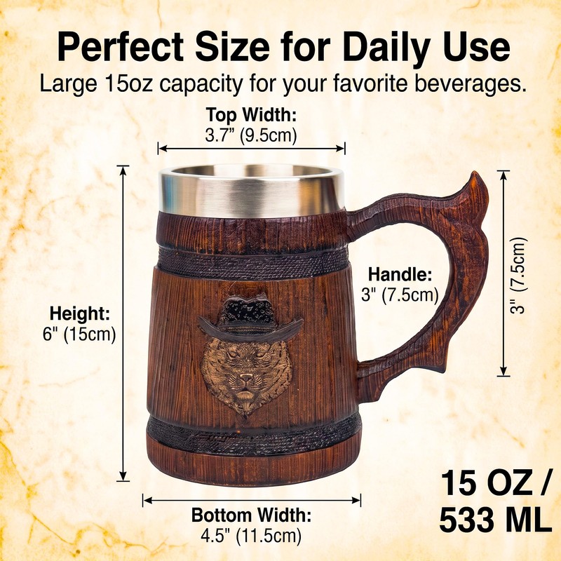 Melispapa 18 oz Large Viking Beer Mug With Handles –