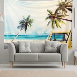 riijk Large Tapestry 200 x 150 cm Beach Bus Motif Also as a Play Mat Large Wall Towel for Great Room Atmosphere