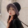 88flix Women's Bucket Hat, Fluffy, Korean, Small Face, Cold Protection,