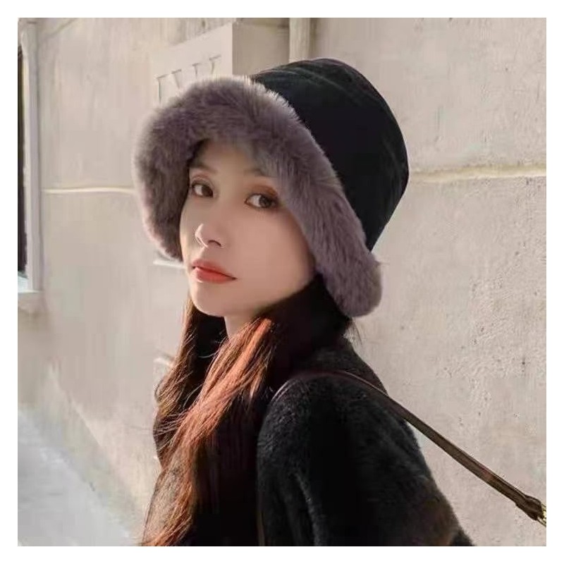 88flix Women's Bucket Hat, Fluffy, Korean, Small Face, Cold Protection,