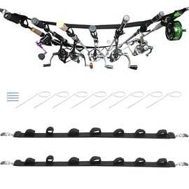 7 Rod Fishing Rod Holder Carrier for Vehicles, Pack of 2 Car Fishing Rod Holder Straps with Metal Buckle, Adjustable 29 to 60 Inch for Trucks, SUVs, Carriages, Van