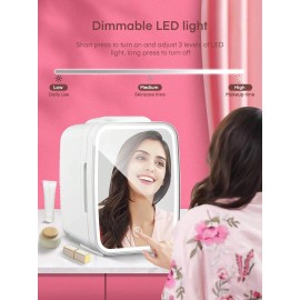 LOOK Fun-Mini Skincare Fridge, 5L/6 Can Portable Small Refrigerator With Dimmable LE - US B Type Plug(110-127V)