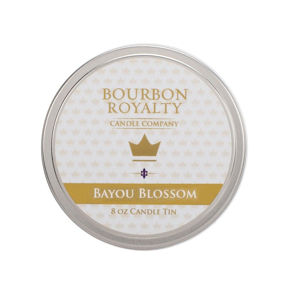 Bourbon Royalty Round Silver Tone Medium 8 Ounce Silver Tin