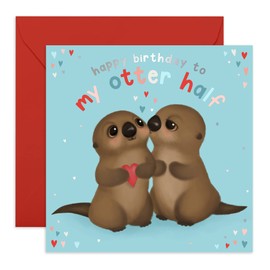 Central 23 - Husband Birthday Card - 'Happy Birthday To My Otter Half' - Sweet Happy Birthday Card for Wife - Girlfriend Boyfriend - Comes with Fun Stickers
