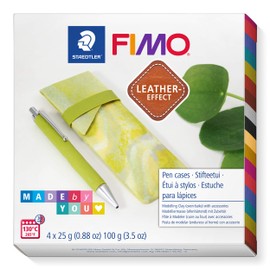 STAEDTLER Fimo Leather-Effect Set "Marble Effect Pencil Case with Instructions and Accessories, Oven Hardening Modelling Clay for Creative Objects in Leather Look, Leather Look and Feel, 8015 DIY7
