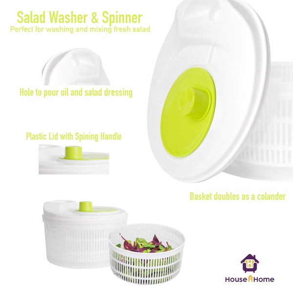 Plastic Large Salad Spinner Leaf Dryer Lettuce Veg Drainer Dressing HERB Water