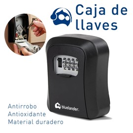 Bluelander Caja Fuerte De Almacenamiento con Candado de Combinación Montada En La Pared para Llaves, Código de 4 Dígitos, Fácil de Usar e Instalar, Soporta Caídas y Lluvia para Casa, Airbnb y Oficina