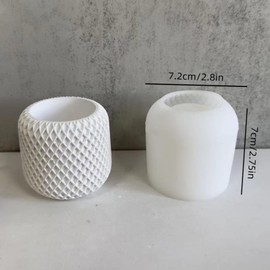 Mesh Round Plaster Flower Pot Candle Jar Silicone Mold Succulent Planter Vase Concrete Mold Storage Box Pen Holder Epoxy Resin Cement Clay Mould