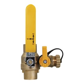 Midline Valve 928D223 High Flow Drain Ball Valve, 3 Way Adjustable Flow Path, Brass, 1 in. SWT