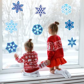 MONCAP 12Pcs Snowflake Stained Glass Decoration Christmas Art and Craft Kits for Kids, Winter Themed Snowflake Stained Glass Effect Paper DIY Window Classroom Xmas Party Decor