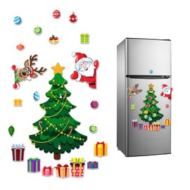 Magnetic Stickers Christmas Tree Decorations, Xmas Themed Fridge Magnets Sticker Decoration include Reindeer Santa Claus Gift Box, Home Decor for Indoors Outdoor Metal Door Mailbox