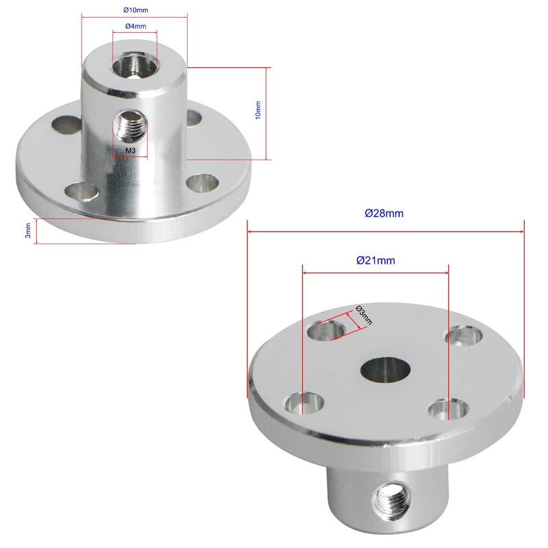 Ohamtes 4Pcs Inner Shaft 4mm Rigid Flange Coupling Length 13mm,