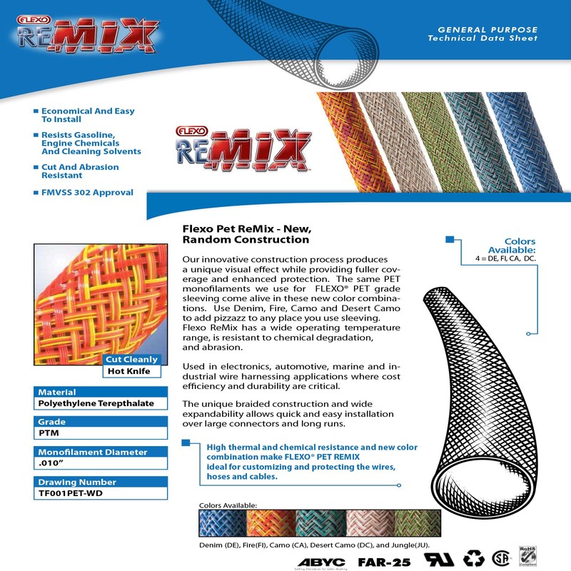 Electriduct 3/8" Flexo Remix PET Expandable Braided Sleeving - Denim